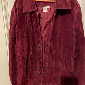 Ami Womens Burgundy leather Jacket